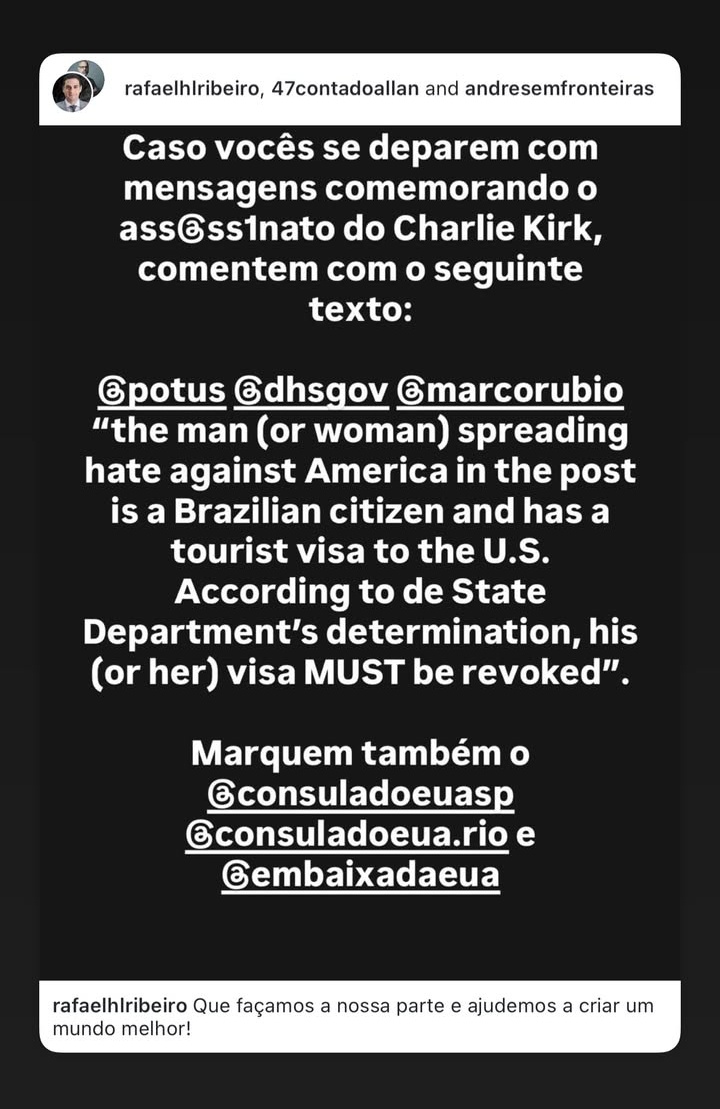 <a href="/curtaramiro/">Ramiro Rosário</a> <a href="/POTUS/">President Donald J. Trump</a> <a href="/DHSgov/">Homeland Security</a>  <a href="/marcorubio/">Marco Rubio</a> <a href="/EmbaixadaEUA/">Embaixada EUA Brasil</a> <a href="/elonmusk/">Elon Musk</a>
 Assista o vídeo , falou que a Filha dele mora no perto da casa de Elon  Musk. PERIGO