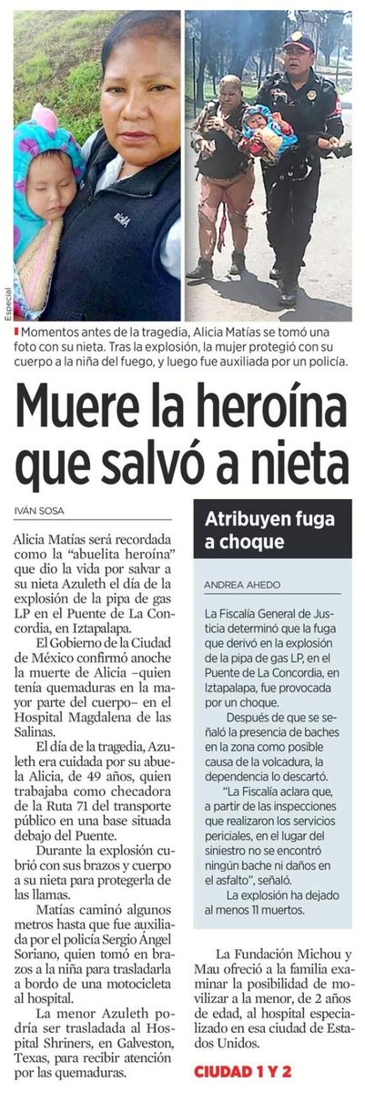 Que pena..
Que tristeza..

Murió la abuelita que salvó a su nieta por la explosión de la pipa en Iztapalapa.

Estás son las mujeres que verdaderamente representan a México.

No las Sheinbaum, no las Müeller, ni mucho menos las Brugada..

QEPD