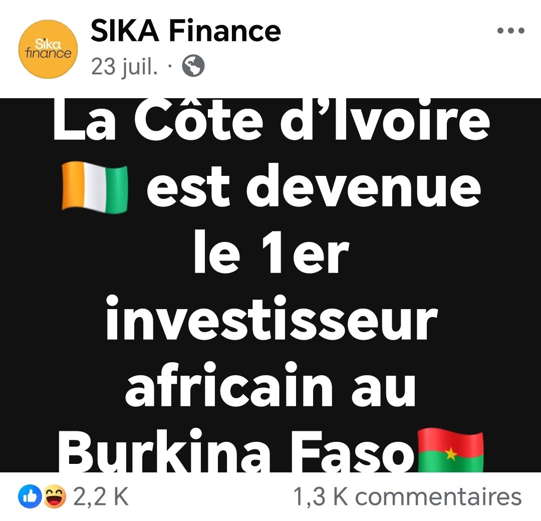 Calme-toi ! c'est la Côte d'Ivoire qui détient les investissements au BurkinaFaso.