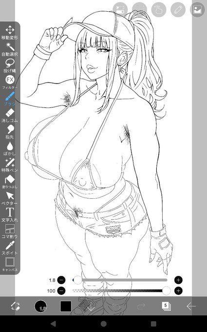 線画の途中でございますが、こんな感じのマダムはいかがでしょうか?♥ 