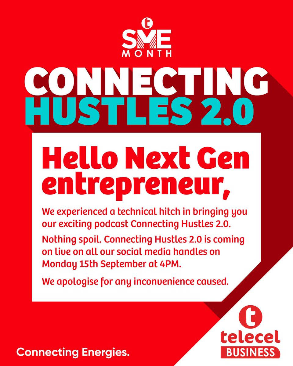 theNanaP0ku's tweet image. Waited the whole day for this and now it’s been pushed to Monday? Chale. Some of us really cleared time o. Anyway, we move. Monday 4pm, we dey.  
#ConnectingHustles #telecel #ConnectingEnergies