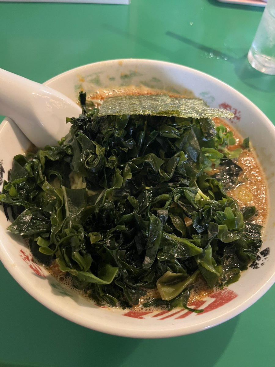 トンチン館の四川ラーメン+ワカメ

トッピングしたワカメで覆われた丼。丼の縁には煉胡麻のようなペーストがあって、溶かすと…担々麺やん！濃厚でドロッとしたスープは麺と絡みも👍です！
ご馳走様でした😋
#トンチン館
#名古屋市守山区 
#ラーメン 
#四川ラーメン