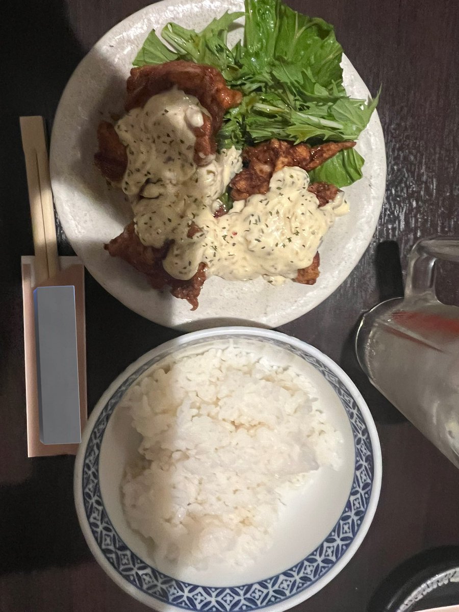夕方に食べたやつと賄いチキン南蛮！
食べるの大好き🥰