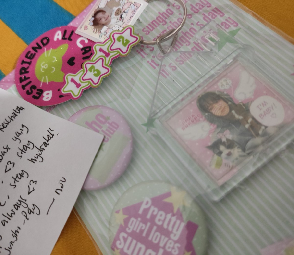 hiks, it's so cuteee 😭 mewek at the handwritten letter !! tysm kak <a href="/kittendroll/">nou. ☆</a> for #SunghoInYeppiland🩷💚