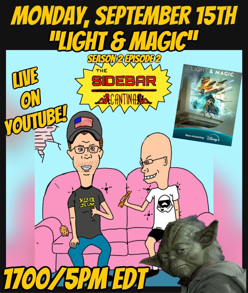 sidebarcantina's tweet image. On Monday, Dave &amp;amp; Jason continue exploring Season 2 of the Disney+ Series “Light &amp;amp; Magic”. Join us in the live chat at 5pm edt/2pm pdt at The Sidebar Cantina on YouTube.
#lightandmagic #starwars #disneyplus