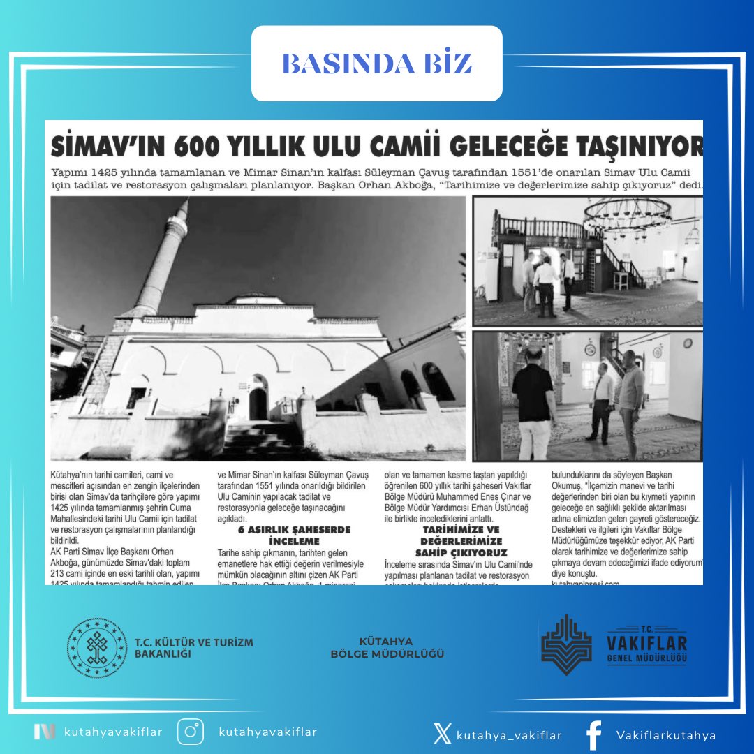 KÜTAHYA VAKIFLAR BÖLGE MÜDÜRLÜĞÜ tweet media