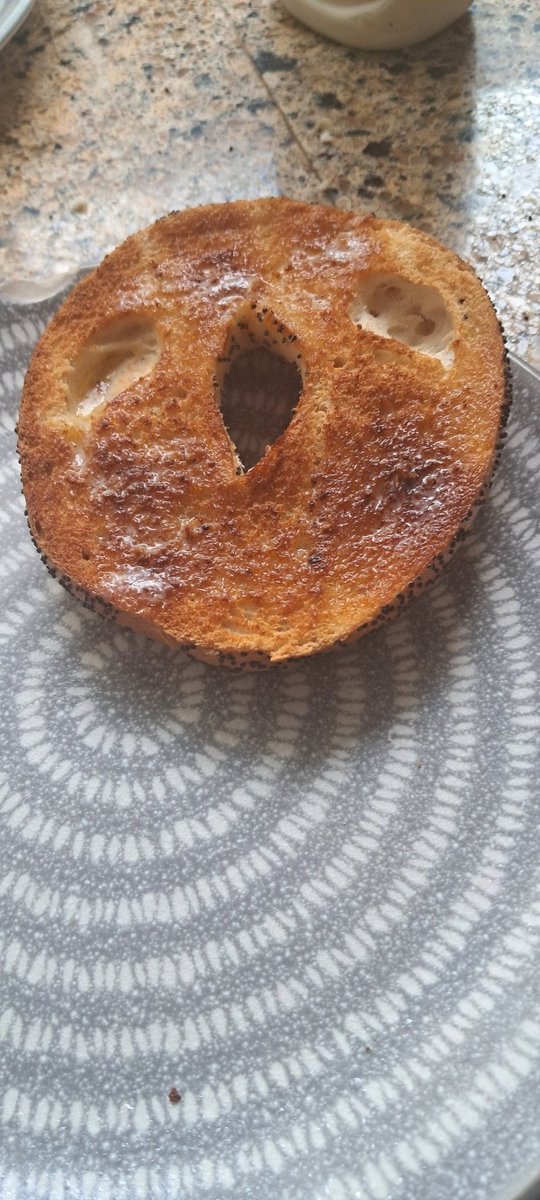 Looks like Edvard Munch got to my bagel #TheScream