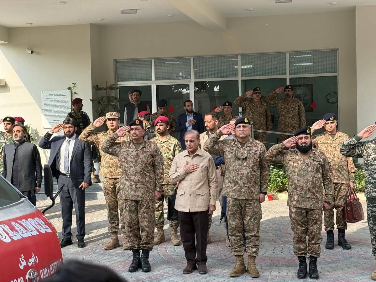 Prime Minister Shehbaz Sharif and Field Marshal Syed Asim Munir arrived in Bannu and offered the funeral prayers of 12 soldiers, martyred in South Waziristan. 
Ongoing counter terrorism operations and strategy were discussed in a meeting attended by civil-military officials...
