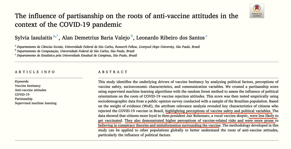 Roots of distrust &amp; antivaxx beliefs  sciencedirect.com/science/articl… 

"The roots of this distrust were predominantly political and ideological."

"Conservative ideology not only lowered the perceived risk of the virus but also increased the perceived risk of the vaccine and belief in