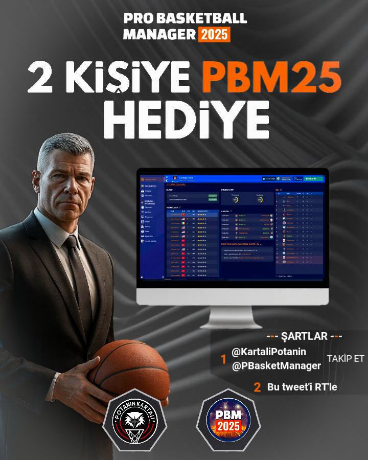 🎁 PRO BASKETBALL MANAGER 2025 HEDİYESİ 🎉

🏀 Çekilişe katılmak için;
✅ <a href="/KartaliPotanin/">Potanın Kartalı</a>'ı takip et
✅ <a href="/PBasketManager/">Pro Basketball Manager</a>'ı takip et
🔄️Bu tweet'i Retweetle (RT)

📅 Kazanan 16 Eylül'de açıklanacak!