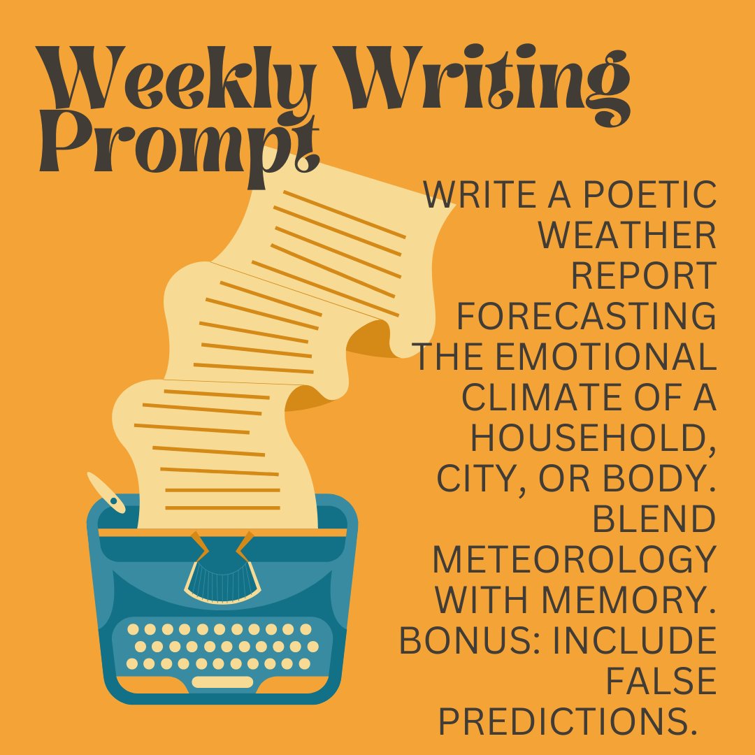 Write a poetic weather report forecasting the emotional climate of a household, city, or body. Blend meteorology with memory. Bonus: include false predictions. #sundresspublications #weeklywritingprompt