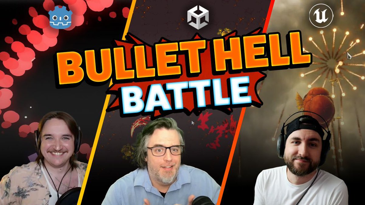 GameDevTV's tweet image. 🤯 What happens when 3 developers each build a Bullet Hell game using only ONE script — in Godot, Unity, and Unreal? ft. @bramreth, Sterling & @MichaelKocha
Full video here 👉 youtu.be/aPJ4f64kML8
#GameDevBattle #GameDev #Unity #Godot #UnrealEngine #IndieDev
