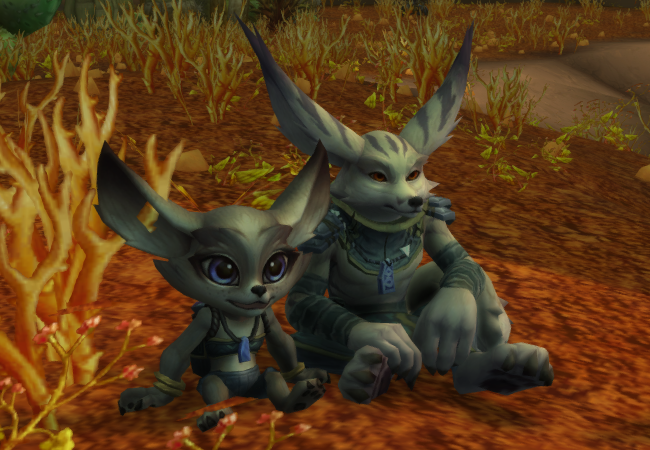BLIZZARD, HARKEN TO ME!

Add in Vulpera heritage armor recolors, but with a questline!

I am going to assume the two Vulpera near the Orgrimmar Embassy are daughter and father.

The questline starts with them, they ask the (vulpera) player to help them return to Vol'dun

(1/5)