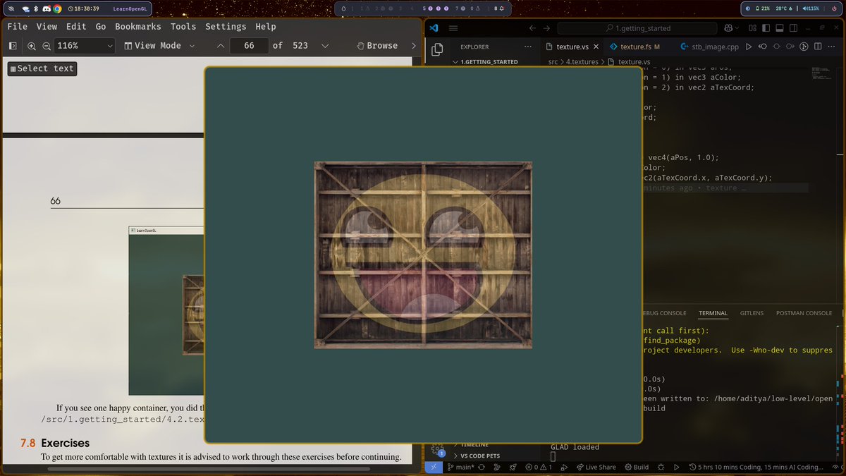 Finally, after struggling more than a hour to fix the texture and fragment shader issues

It finally got rendered TT