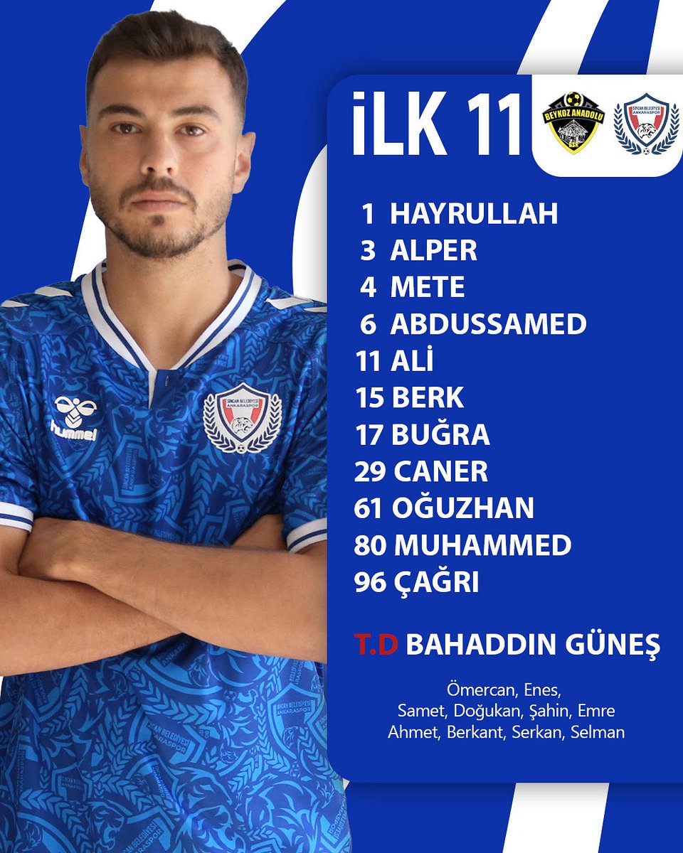 Beykoz Anadolu Spor Karşısında ilk 11 kadromuz.