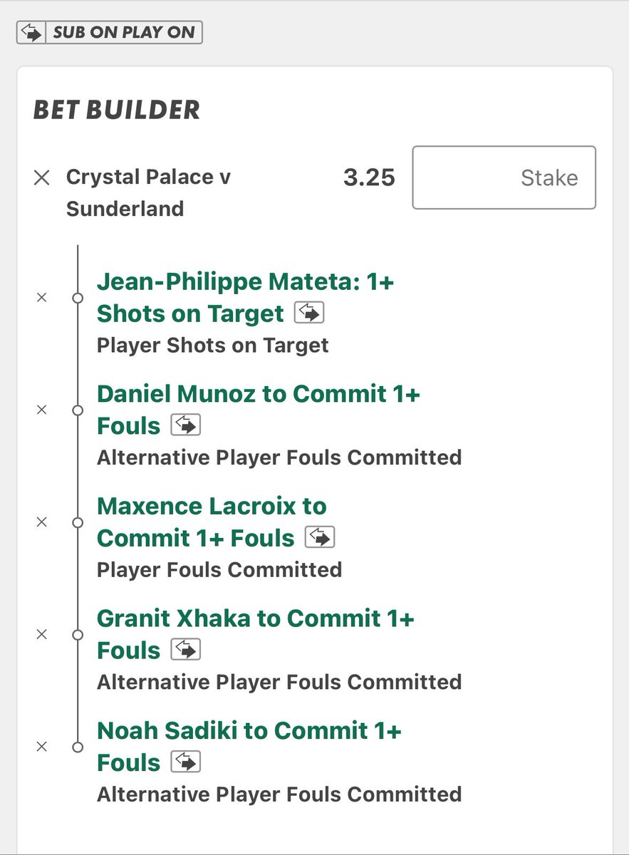 CRYSTAL PALACE VS SUNDERLAND BET BUILDERS⚽️🟨🟥

Good luck!🔞

#CRYSUN
#PremierLeague
#GamblingX