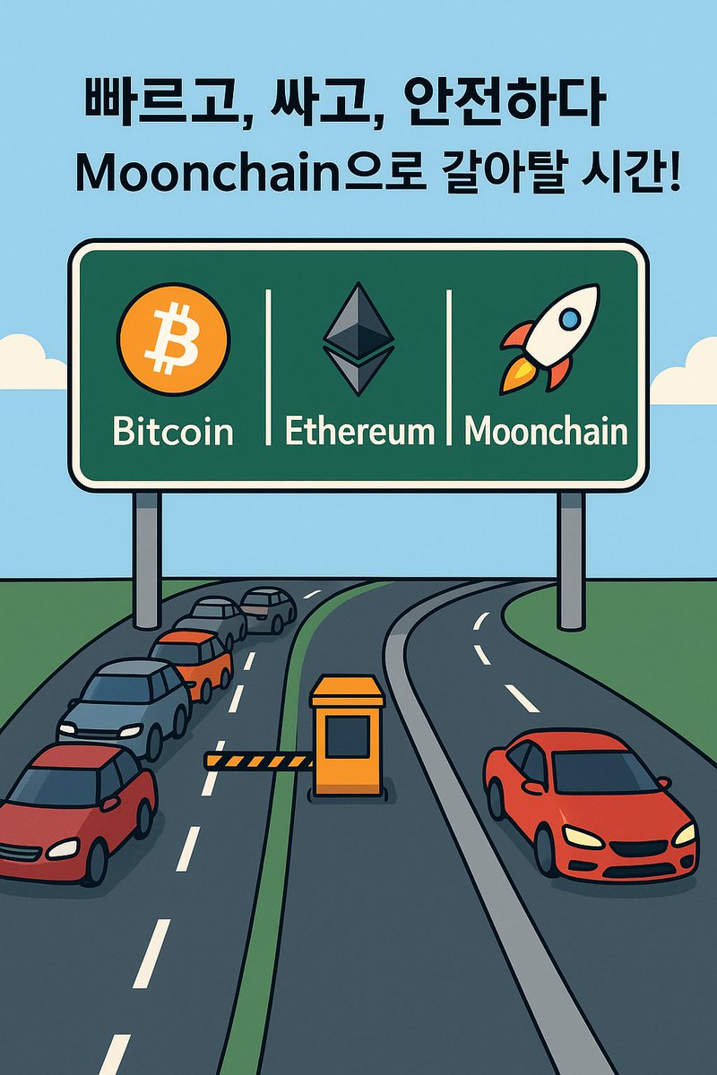 “어디로 갈까?” 🤔
비트코인: 이미 꽉 찬 고속도로
이더리움: 비싼 통행료
👉 Moonchain: 🚀 새로 뚫린 초고속 전용차선
빠르고, 싸고, 안전하다. Moonchain으로 갈아탈 시간!
#MCH #Moonchain #BinanceAlpha 
<a href="/Moonchain_com/">Moonchain | The Value Relayer for ZK</a> <a href="/Mandoo77777/">🐶mandoo🐶</a>