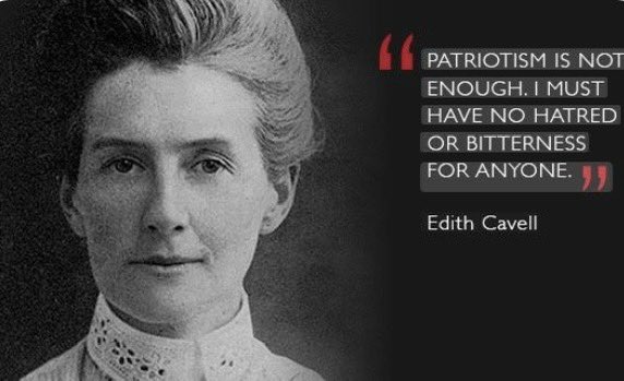 Nurse #EdithCavell executed  during #WW1 for treating and helping allied troops escape from behind enemy lines