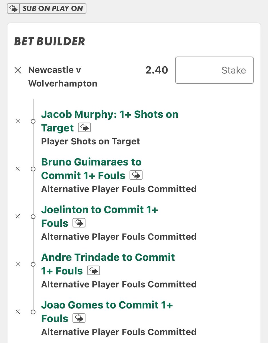 NEWCASTLE VS WOLVES BET BUILDERS⚽️🟨🟥

Good luck!🔞

#NEWWOL
#PremierLeague
#GamblingX