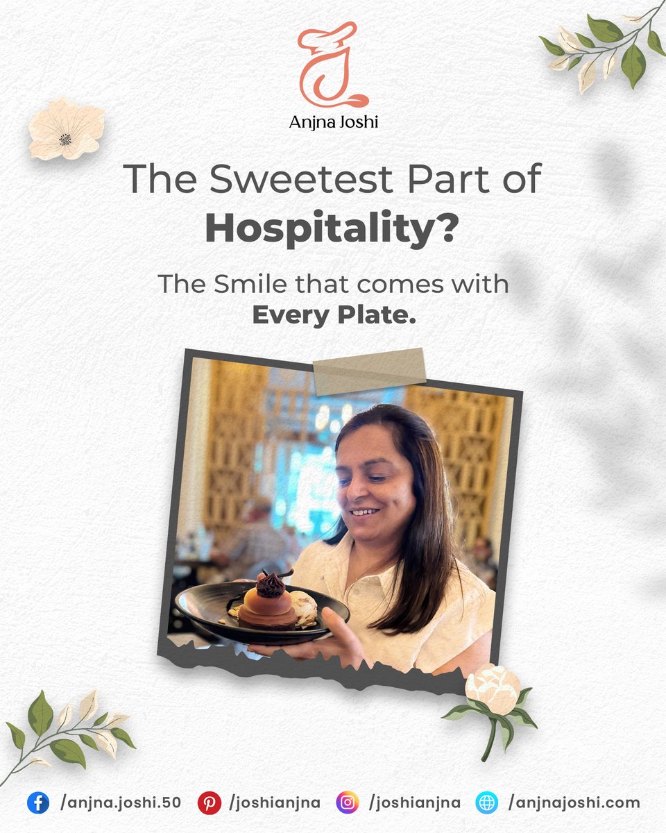 🍰 Hospitality isn’t just about serving food—it’s about serving smiles. 💖
Every plate carries a story of care, joy, and connection—and that’s what makes it truly sweet. 🌸
#anjnajoshi #hospitalitywithheart #sweetmoments #foodwithlove #smileserved