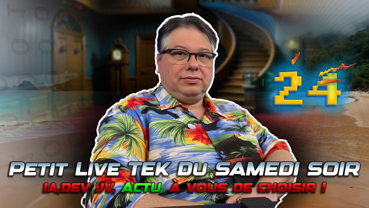 PETIT LIVE TEK DU SAMEDI SOIR ... Actu et Post Retro Code  
youtube.com/live/NAePX7tJE…

🔴Ce soir à 21h30, petit live Tek sur DrJVTek ! 

En plus de l'actu on va voir ce qu'on peux faire comment Post Retro Code :) 

Venez nombreux pour échanger, poser vos questions et partager votre