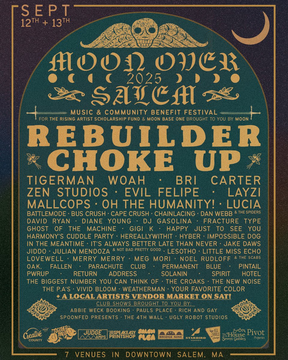 We play Moon Over Salem fest today in Salem MA. We’re on at 3:15 at Moon Base One. This is our second to last full band gig of the year! You can purchase tickets for individual days and venues, fyi