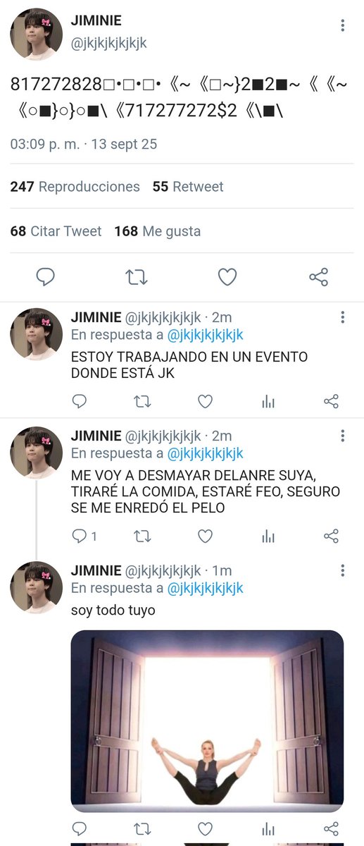 Ot7BtsM00n's tweet photo. — #au KookMin "Fan"

Jm no se esperaba que al ir a trabajar como camarero a un evento se encontrase con su ídolo que tanto admira que es jk. 

Tampoco se esperaba que jk no dejase de mirarle en toda la noche y se volviese adicto a ese omega del que quiere volver a saber de nuevo. https://t.co/rmCGtudbjj