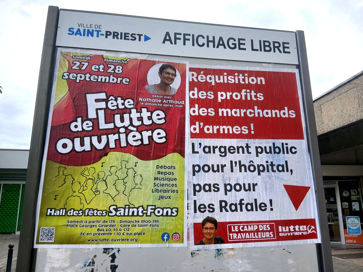 Collage pour la fête de Lutte ouvrière de Lyon et sa région les 27 et 28 septembre