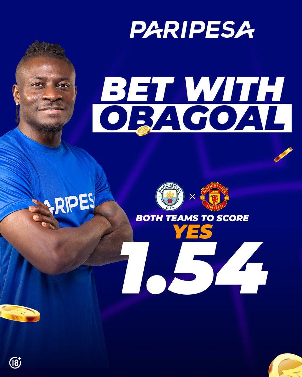 PariPesaNigeria's tweet photo. π₯ BET WITH OBAGOL π₯
π What colour is Manchester this Sunday? We explore the Premier League with Obafemi Martins. Mancunian derby!
π Manchester City and Manchester United have scored and conceded in 7 of the last 8 meetings between these two teams.
#obagol #predict https://t.co/ttzaFKLAzL