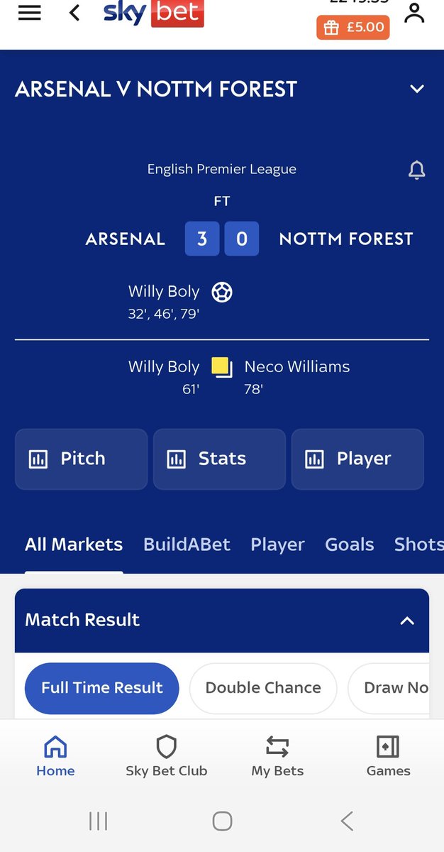 Excellent day for the Arsenal's Wily Boly. #SKYBET #ARSFOR