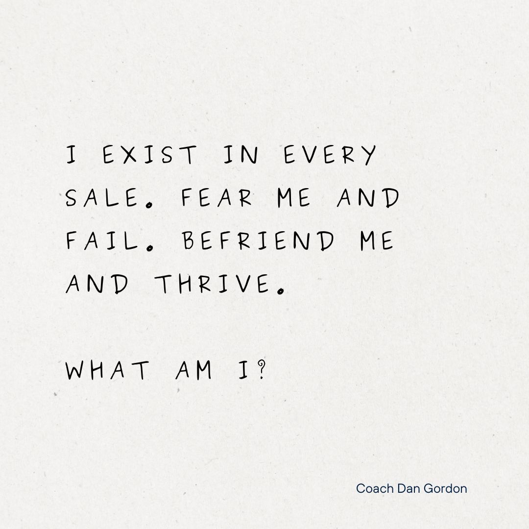 DG_Enterprise's tweet image. Sales Riddle #116
I exist in every sale. Fear me and fail. Befriend me and thrive. What am I? 🧠

Reply with your guess.

#SalesRiddle #ThinkLikeACoach #RiddleChallenge