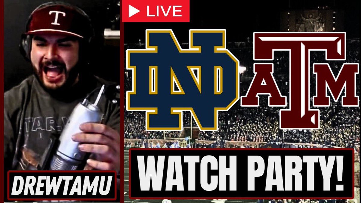 👍🏼 🚨 THE WATCH PARTY IS BACK!! 🎉 🏈 

A&amp;M VS Notre Dame…
It all goes down tonight

Going live this afternoon! 

Click the link to get notified!
🔗 youtube.com/live/qxUzL5vsM…