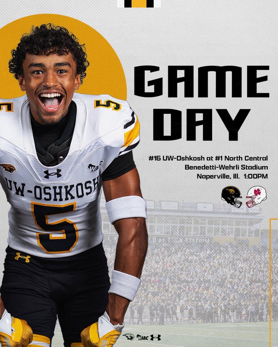 UWOFootball's tweet image. 𝐆𝐀𝐌𝐄𝐃𝐀𝐘 ⚡️

⏰ 1:00 PM
🆚 North Central (Naperville, IL)
📍 Benedetti-Wehrli Stadium
📺 CCIW Network

#NOW | @UWOshkoshTitans