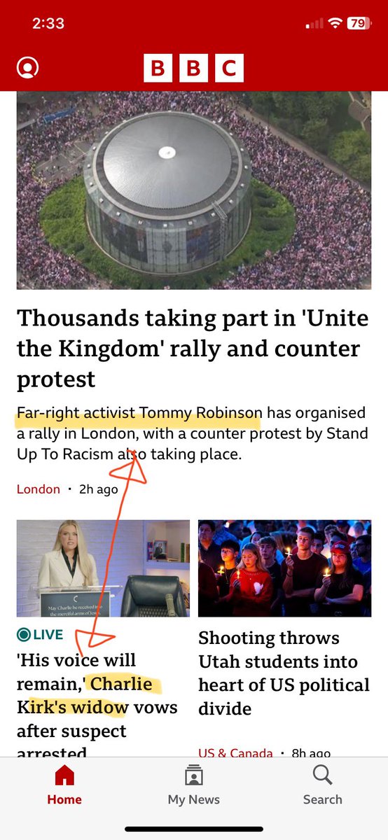adrapper's tweet image. Who thinks there is a connection between the main stream media calling moderates “far right” and leftist violence? Look at the BBC home page below.