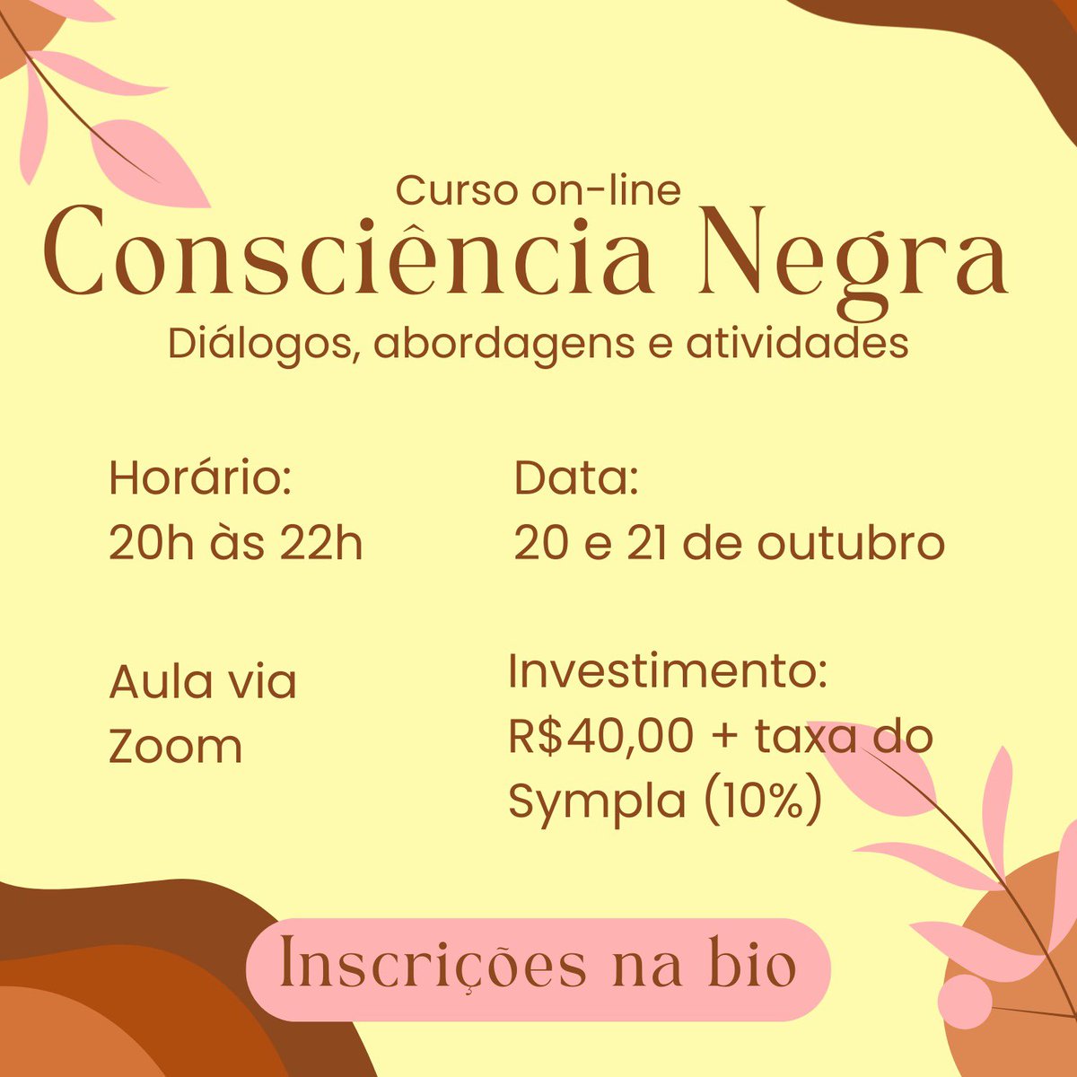 KellVila's tweet photo. Consciência Negra - diálogos, abordagens e atividades

Serão 2 encontros de 2horas + materiais exclusivos!!
Vagas limitadas!! https://t.co/Mrbie5Ve0w