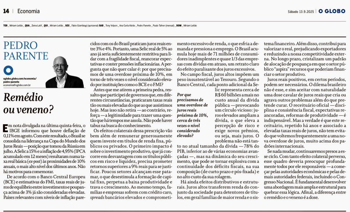 Josie Melo 🇧🇷ela é nossa (@josie_melo) on Twitter photo Não pode haver tabus na busca do conhecimento. Os efeitos colaterais dessa prescrição vão bem além de remunerar generosamente
quem investe em títulos de renda fixa, públicos ou privados. Juros reais positivos, em certos períodos, podem ser necessários, Pedro Parente cc <a href="/reztirps/">Andre Spritzer</a> Não pode haver tabus na busca do conhecimento. Os efeitos colaterais dessa prescrição vão bem além de remunerar generosamente
quem investe em títulos de renda fixa, públicos ou privados. Juros reais positivos, em certos períodos, podem ser necessários, Pedro Parente cc <a href="/reztirps/">Andre Spritzer</a>