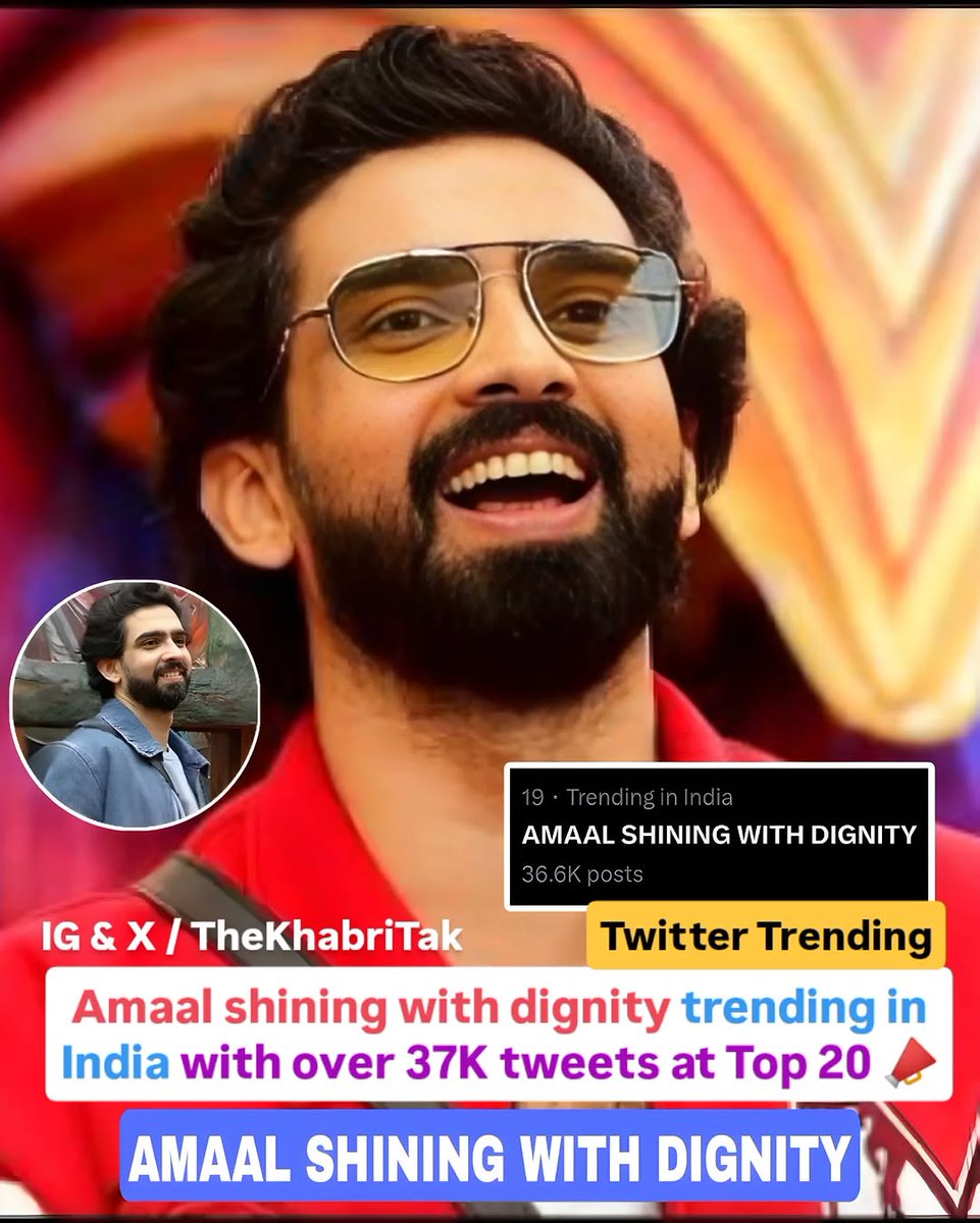 The Khabri Tak (@thekhabritak) on Twitter photo Latest : AMAAL SHINING WITH DIGNITY trending in India with over 37K tweets at Top 20🔥📣
Like, Repost, Quote & Comment | If you love and support #AmaalMallik 💖
Join - <a href="/TheKhabriTak/">The Khabri Tak</a> for #BiggBoss and more Latest : AMAAL SHINING WITH DIGNITY trending in India with over 37K tweets at Top 20🔥📣
Like, Repost, Quote & Comment | If you love and support #AmaalMallik 💖
Join - <a href="/TheKhabriTak/">The Khabri Tak</a> for #BiggBoss and more