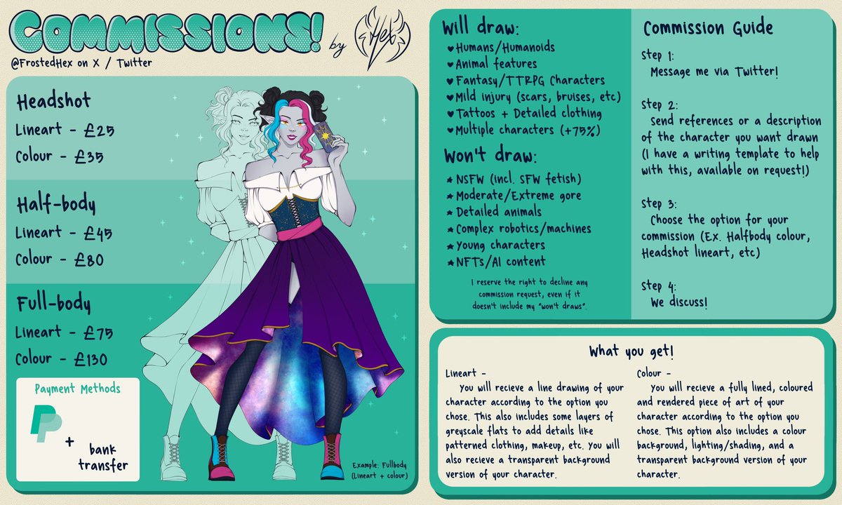 FrostedHex's tweet photo. I’M OPENING COMMISSIONS!

I’m opening limited slots for character art, with all details below. I’m currently saving for medical/mobility aids so I decided to take the plunge. DM me for more details <3

#commissionsopen #DnDCommissions #dndart https://t.co/JAdm7ZWsIH