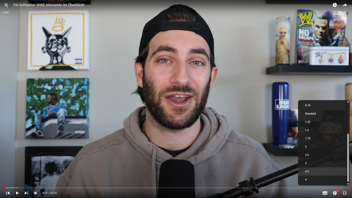 WTF Man kan auf YT jetzt die Geschwindigkeit auf 4X stellen. Wer macht das bitte? Das ist viel zu schnell, aber wahrscheinlich Youtubes antwort auf die Aktuelle Aufmerksamkeitsspanne