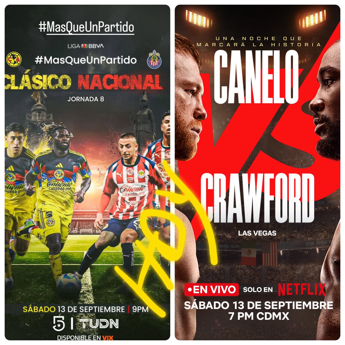 Hoy doble jornada #americavschivas #ClasicoNacional  #CaneloCrawford