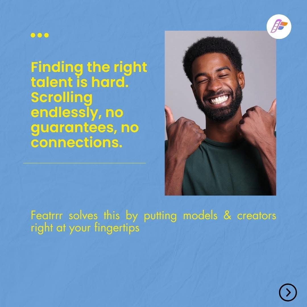 featrrr's tweet photo. ✨ Finding the right talent doesn’t have to be hard. 

With Featrrr, creators can connect with models, collaborate on projects, and discover rising stars—all in one app. 📲

👉 Swipe through to see how empowers creators like YOU.

#Featrrr #EmpoweringCreators #DiscoverNewTalent https://t.co/E3YkVVwq7t
