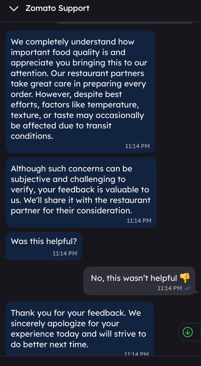 akellaram87's tweet photo. @zomatocare @deepigoyal : While it’s easy to criticise businesses on National Television, but look into your own customer service or customer experience.! I Real issues need real people, AI cannot replace everything.! https://t.co/ny6IlHoOcX