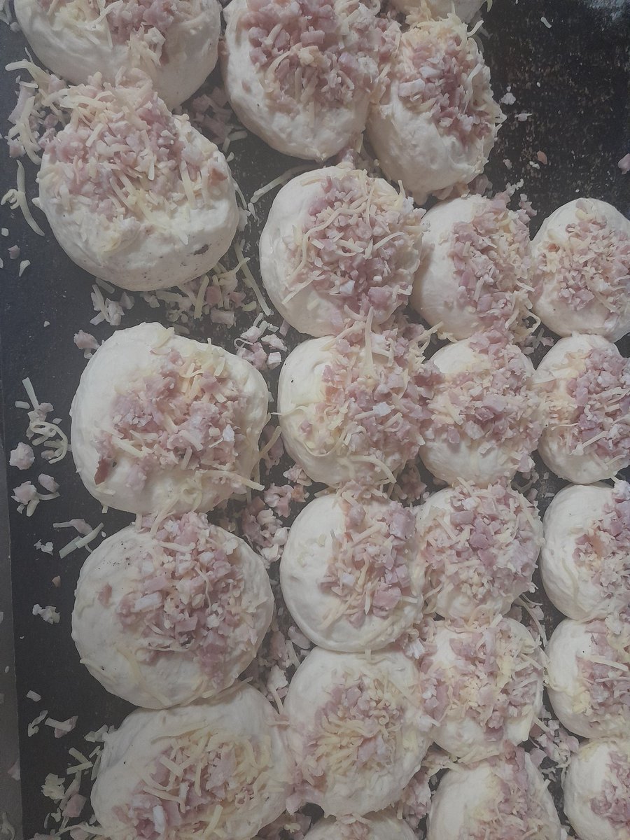 Cheese bacon rolls before there baked