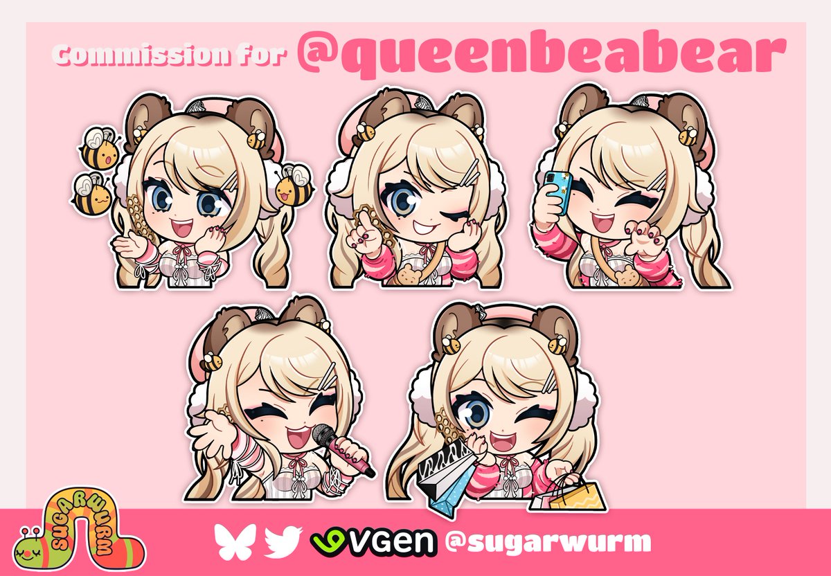 sugarwurm's tweet photo. Twitch panel comms for @queenbeabear🐝🩷 
#VGenComms #vgen https://t.co/M2yYO99ubf