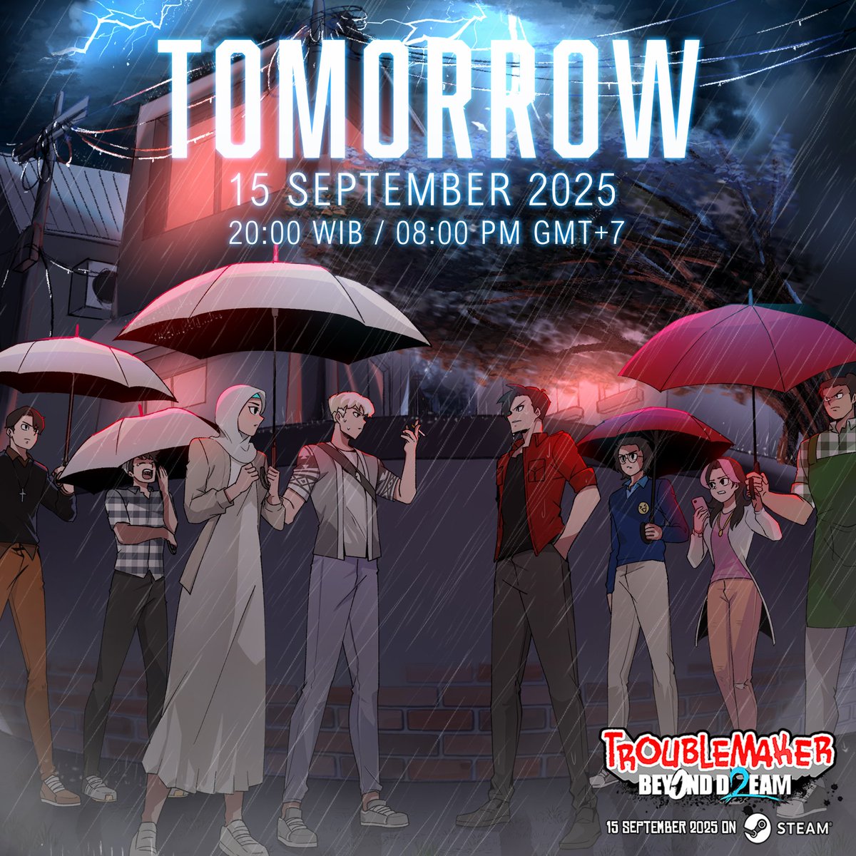 Tomorrow!
"Parakacuk and Beyond Dream" by Gamecom Team Artist
<a href="/fachriakamal/">FARAWYZ 🦖 commission open</a>, <a href="/taniamarsha_t/">Tania</a>, <a href="/shanniaolivia__/">shanniaolivia</a>, <a href="/goldprincess79/">Kara</a>, <a href="/vistya_rii/">Rike Souwandi</a>

Wishlist Troublemaker 2: Beyond Dream on Steam! 
15 September 2025!
store.steampowered.com/app/2479770/Tr…

Dare to Dream! Beyond Dream!
Stay Tune, Stay