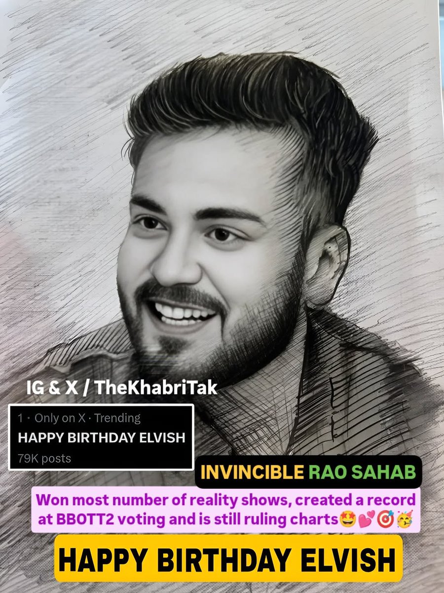Latest : HAPPY BIRTHDAY ELVISH trending in India with over 80K posts at top 1🥳✅

Like, Repost, Quote and Comment | If you love &amp; support #ElvishYadav 💕🤩

Join - <a href="/TheKhabriTak/">The Khabri Tak</a> for more
