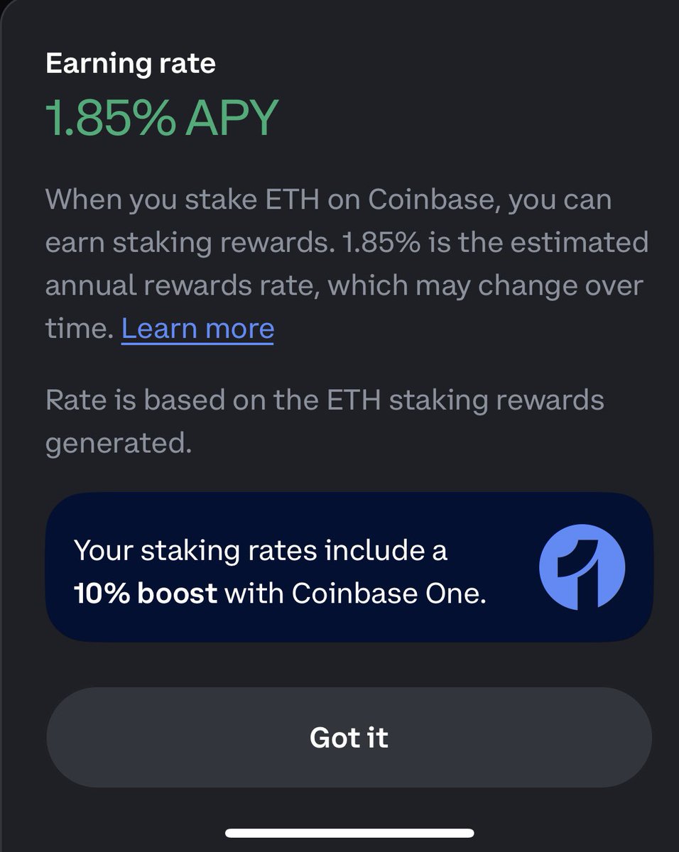 I moved all my ETH from <a href="/coinbase/">Coinbase 🛡️</a>  to $LOAN because I can earn a higher rate of ETH and I get $LOAN also for depositing. No brainer.  Below is what Coinbase is offering.