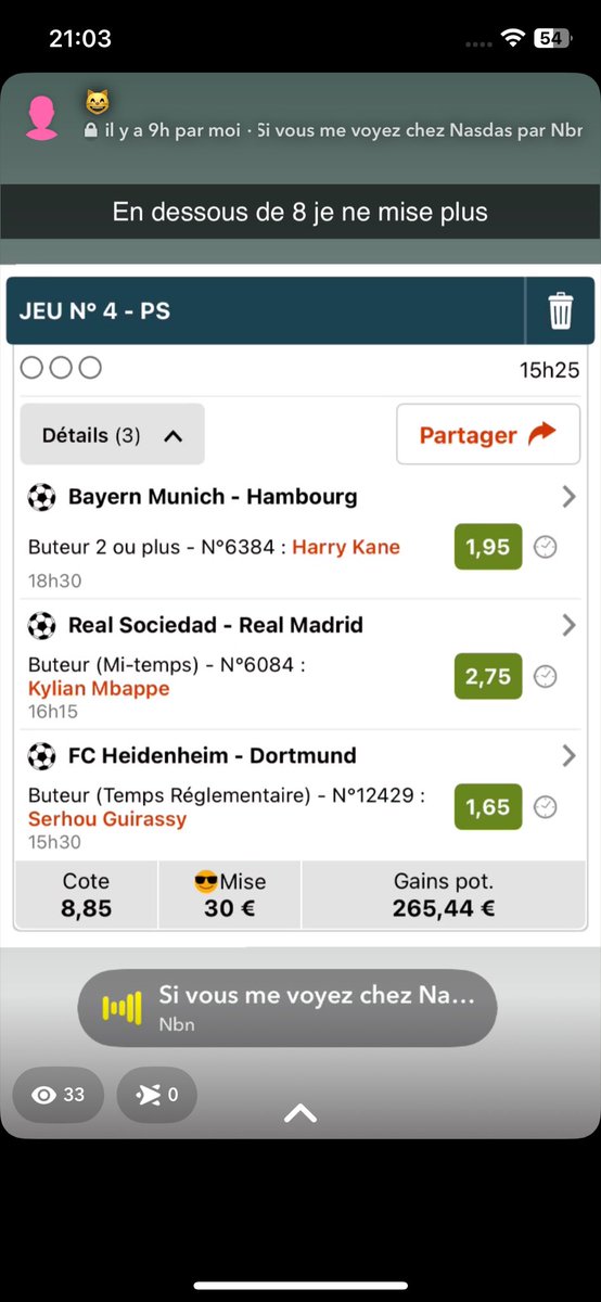 j’aime bcp j’vous l’avez offert en story celui la cote a 8,85