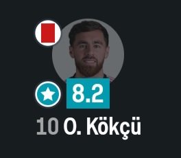 Gol atamamışsın 
Asist yapamamışsın 
Üstüne bide Kırmızı görmüşsün ama ona rağmen 8.2 reytingle takımın en iyisi oluyosun..

Benfica'nın banka hesabına bi 25 daha yatırın