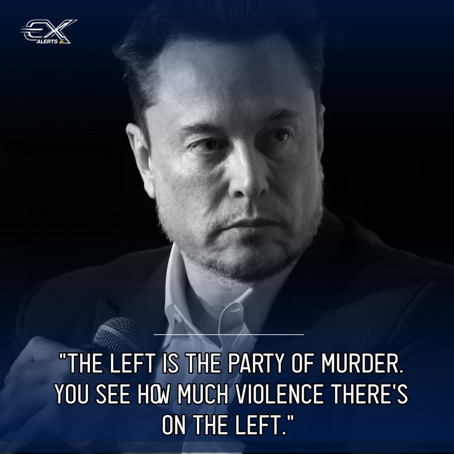 ExxAlerts's tweet photo. ELON MUSK: 🚨 "Our friend Charlie Kirk getting murde--d in cold blood this week, and people on the left celebrating it openly." https://t.co/dWxcH6158r